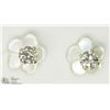 Image 1 : 2) 14KT Y.GOLD DIAMOND W/MOTHER OF PEARL EARRINGS