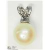 Image 2 : 3) 18KT W. GOLD SOUTH SEA PEARL & DIAMOND PENDANT