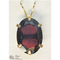 6) 14KT YELLOW GOLD GARNET PENDANT
