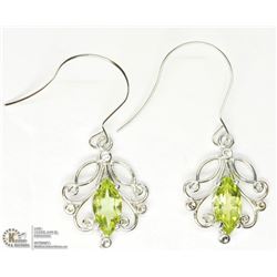 9) 14KT WHITE GOLD NATURAL PERIDOT EARRINGS