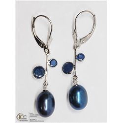 10) 14KT YELLOW GOLD SAPPHIRE & FW PEARL EARRINGS