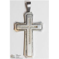 12) STAINLESS STEEL DIAMOND CROSS PENDANT
