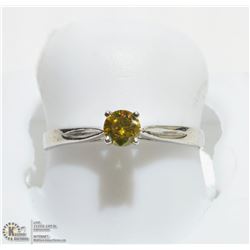 13) 10KT WHITE GOLD YELLOW DIAMOND SOLITARE RING