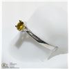 Image 2 : 13) 10KT WHITE GOLD YELLOW DIAMOND SOLITARE RING