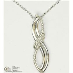 16) STERLING SILVER DIAMOND PENDANT WITH CHAIN