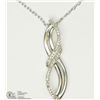 Image 1 : 16) STERLING SILVER DIAMOND PENDANT WITH CHAIN
