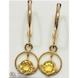 17) 14KT Y. GOLD YELLOW SAPPHIRE DROP EARRINGS