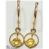 Image 1 : 17) 14KT Y. GOLD YELLOW SAPPHIRE DROP EARRINGS