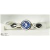 Image 1 : 18) 10KT WHITE GOLD TANZANITE & 2 DIAMOND RING