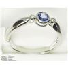Image 2 : 18) 10KT WHITE GOLD TANZANITE & 2 DIAMOND RING