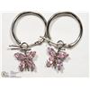 Image 1 : 21) 14KT WHITE GOLD PINK CUBIC ZIRCONIA EARRINGS