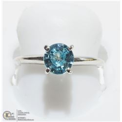 22) 10KT WHITE GOLD BLUE ZIRCON SOLITAIRE RING