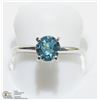 Image 1 : 22) 10KT WHITE GOLD BLUE ZIRCON SOLITAIRE RING