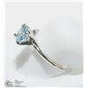 Image 2 : 22) 10KT WHITE GOLD BLUE ZIRCON SOLITAIRE RING