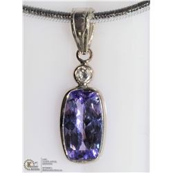 23) 14KT W. GOLD TANZANITE & DIAMOND PENDANT