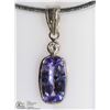 Image 1 : 23) 14KT W. GOLD TANZANITE & DIAMOND PENDANT
