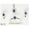 Image 1 : 24) 4PC ST. SILVER SAPPHIRE & WHITE STONES SET