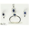 Image 2 : 24) 4PC ST. SILVER SAPPHIRE & WHITE STONES SET
