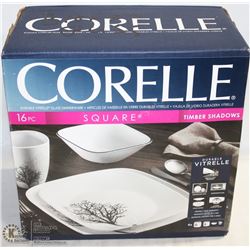 CORELLE 16PCSQUARE TIMBER SHADOWS DINNERWARE