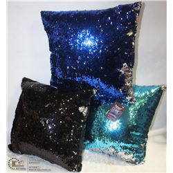 FLAT OF 3 SEQUENCE SHIMMER DECORATIVE PILLOWS