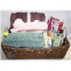 Image 1 : BASKET OF BEAUTY AIDS,WET BRUSH,THROW BLANKET &