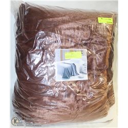 FLEECE BLANKET W/ SHERPA BACKING,QUEEN ,BRONZE