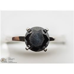 26) 14KT WHITE GOLD BLACK DIAMOND SOLITAIRE RING