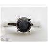 Image 2 : 26) 14KT WHITE GOLD BLACK DIAMOND SOLITAIRE RING