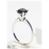 Image 4 : 26) 14KT WHITE GOLD BLACK DIAMOND SOLITAIRE RING