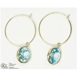 28) 14KT YELLOW GOLD TOPAZ HOOP EARRINGS