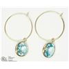 Image 1 : 28) 14KT YELLOW GOLD TOPAZ HOOP EARRINGS