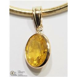 33) 14KT Y. GOLD YELLOW SAPPHIRE PENDANT NECKLACE