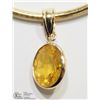 Image 1 : 33) 14KT Y. GOLD YELLOW SAPPHIRE PENDANT NECKLACE