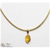 Image 2 : 33) 14KT Y. GOLD YELLOW SAPPHIRE PENDANT NECKLACE