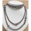 Image 3 : 34) 58" DARK GREEN-GRAY-BLUE PEARL NECKLACE