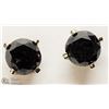 Image 1 : 36) 14KT WHITE GOLD BLACK DIAMOND STUD EARRINGS