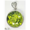 Image 1 : 37) 14K WHITE GOLD PERIDOT & DIAMOND PENDANT