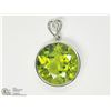 Image 2 : 37) 14K WHITE GOLD PERIDOT & DIAMOND PENDANT