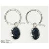 Image 1 : 40) 14KT WHITE GOLD ENHANCED SAPPHIRE EARRINGS
