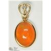 Image 1 : 41) 14KT Y.GOLD OPAL & DIAMOND HEART BAIL PENDANT