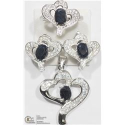 42) 4PC STERLING SILVER SAPPHIRE SET