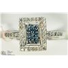 Image 1 : 44) ST. SILVER RP BLUE & WHITE DIAMOND RING