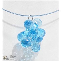 47) 14KT WHITE GOLD BLUE TOPAZ PENDANT NECKLACE
