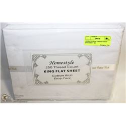 HOMESTYLE 250 THREAD COUNT KING FLAT SHEET ONLY