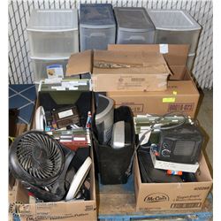 PALLET WITH MANY ORGANIZERS, HP OFFICE PRINTER,