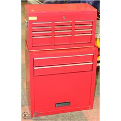 2 PART RED METAL TOOL BOX