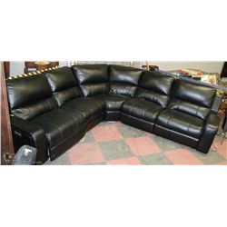 SHOWHOME BLACK LEATHERETTE SECTIONAL