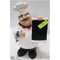 15" TALL CHEF STATUE.
