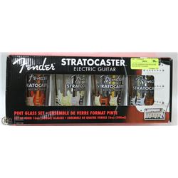 LOT OF 4 FENDER STRATOCASTER GUITAR PINT GLASSES