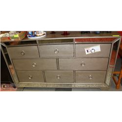 NEW GREY MIRRORED 8 DRAWER DRESSER